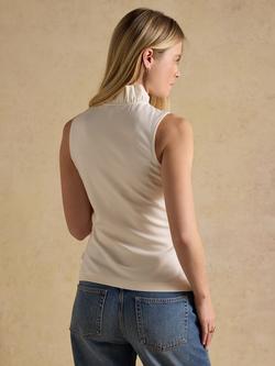 Joules Heidi Frill Neck Top, Cream - view 2, Cream