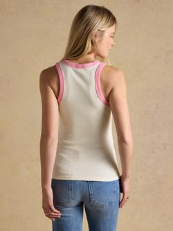 Joules Scoop Neck Vest, Cream/Pink - view 2, Cream/Pink