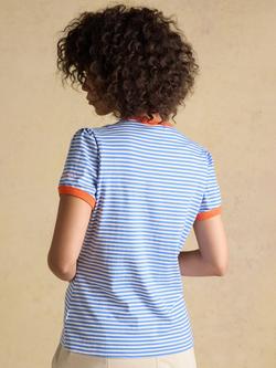 Joules Stripe Cotton T-Shirt, Blue/Multi - view 2, Blue/Multi