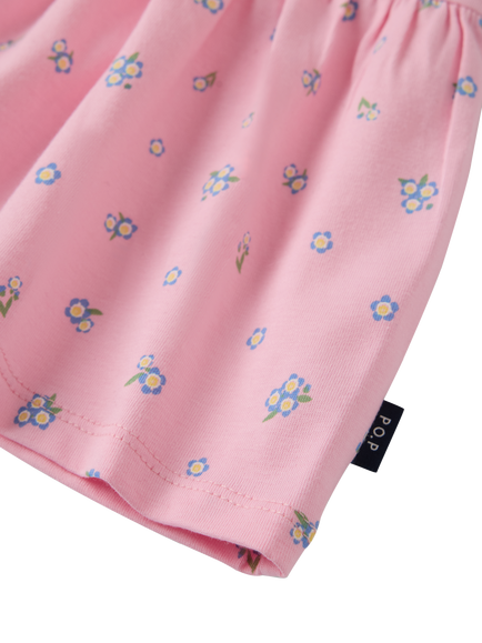 Polarn O. Pyret Kids' Floral Drop Waist Dress, Pink - view 2, Pink