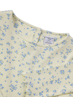 Polarn O. Pyret Kids' Rib Floral Long Sleeve Dress, Yellow - view 2, Yellow