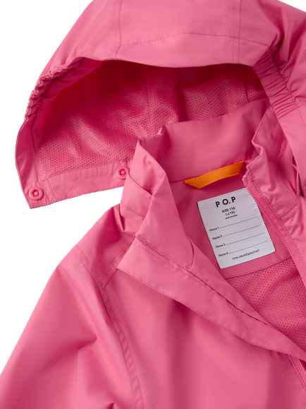 Polarn O. Pyret Kids' Hooded Rain Jacket, Pink - view 2, Pink
