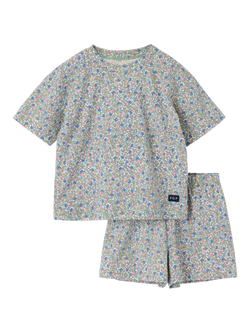 Polarn O. Pyret Kids' Floral Short Pyjama Set, Pink, Pink