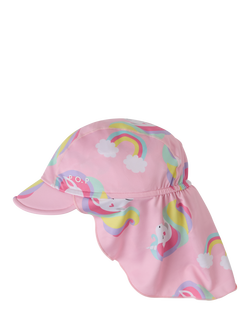 Polarn O. Pyret Kids' UPF50 Unicorn Print Swim Visor, Pink, Pink