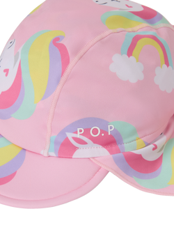 Polarn O. Pyret Kids' UPF50 Unicorn Print Swim Visor, Pink - view 2, Pink