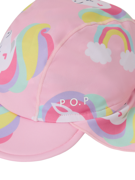 Polarn O. Pyret Kids' UPF50 Unicorn Print Swim Visor, Pink - view 2, Pink