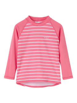 Polarn O. Pyret Kids' Stripe Long Sleeve Rash Vest, Pink, Pink