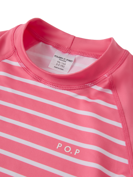 Polarn O. Pyret Kids' Stripe Long Sleeve Rash Vest, Pink - view 2, Pink
