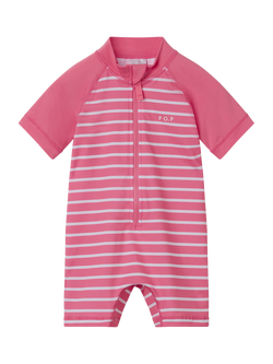 Polarn O. Pyret Kids' UV Striped Swimsuit, Pink, Pink