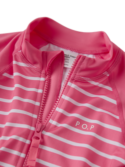 Polarn O. Pyret Kids' UV Striped Swimsuit, Pink - view 2, Pink