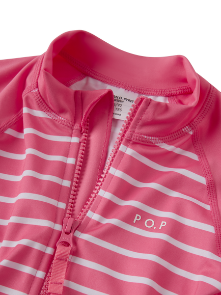 Polarn O. Pyret Kids' UV Striped Swimsuit, Pink - view 2, Pink