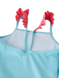 Polarn O. Pyret Kids' Frill Strap Unicorn Swimsuit, Turquoise - view 2, Turquoise