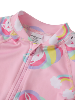 Polarn O. Pyret Kids' Long Sleeve Zipped Unicorn Print Swimsuit, Pink - view 2, Pink