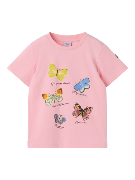 Polarn O. Pyret Kids' Cotton Butterfly Print T-Shirt, Pink, Pink