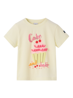 Polarn O. Pyret Kids' Cake Print T-Shirt, Yellow, Yellow
