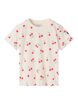 Polarn O. Pyret Kids' Cherry Print T-Shirt, White, White