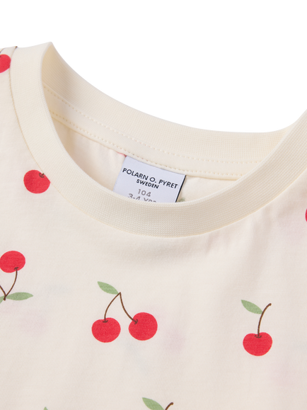 Polarn O. Pyret Kids' Cherry Print T-Shirt, White - view 2, White