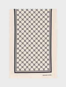Gerard Darel Danae Geometric Logo Pure Silk Scarf, Black And Ecru/Cream, Black And Ecru/Cream