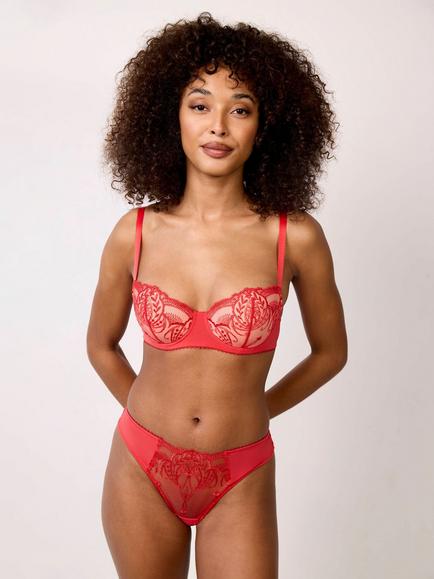 Maison Lejaby Poesie Lily Balconette Padded Demi Bra, Red