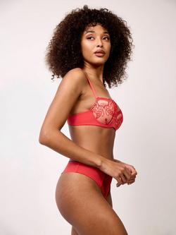 Maison Lejaby Poesie Lily Balconette Padded Demi Bra - view 2, Red
