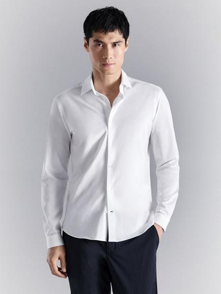 Mango Tailored Stretch Non-Iron Dress Shirt, White