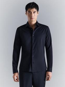 Mango Tailored Stretch Non-Iron Dress Shirt, Navy