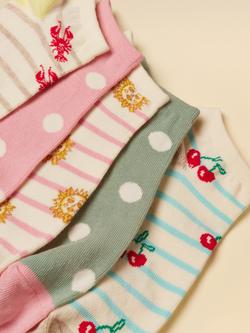 Joules Mixed Print Trainer Socks, Pack of 5, Multi - view 2, Multi