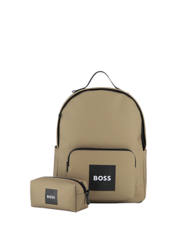 HUGO BOSS Kids' Backpack & Pencil Case Set, Dark Stone, Dark Stone