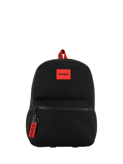 HUGO BOSS Kids' Cotton Twill Logo Backpack, Black, Black