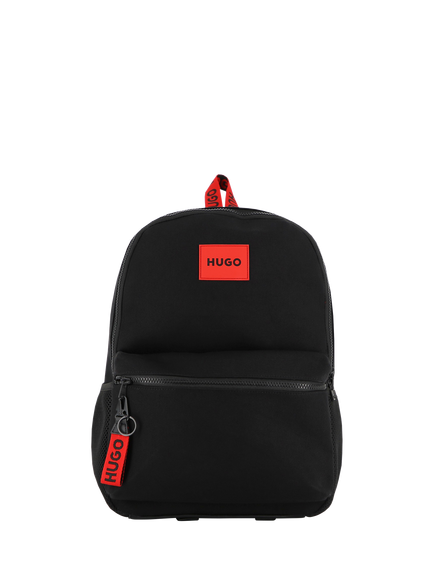 HUGO BOSS Kids' Cotton Twill Logo Backpack, Black, Black