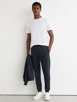 Reiss Interlock Drawstring Joggers, Blue, Blue