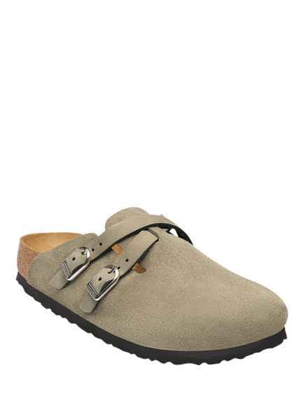 Birkenstock Blair Suede Buckle Clogs, Taupe - view 2, Taupe