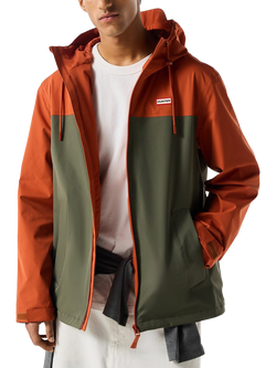 Hunter Colour Block Waterproof Rain Jacket, Burnt Brick/Kambaba