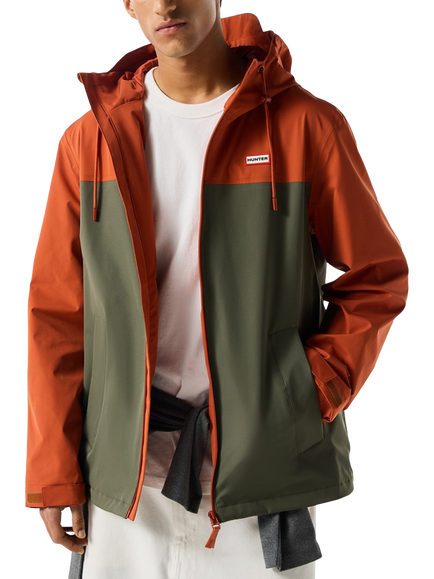 Hunter Colour Block Waterproof Rain Jacket, Burnt Brick/Kambaba