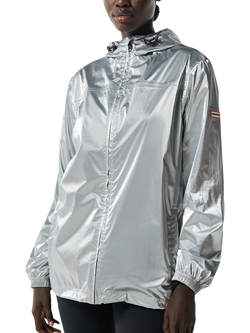 Hunter Packable Water Resistant Rain Jacket, Silver, Silver