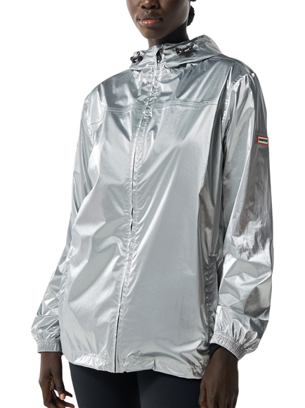 Hunter Packable Water Resistant Rain Jacket, Silver, Silver