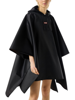 Hunter Packable Water Resistant Rain Poncho, Black, Black