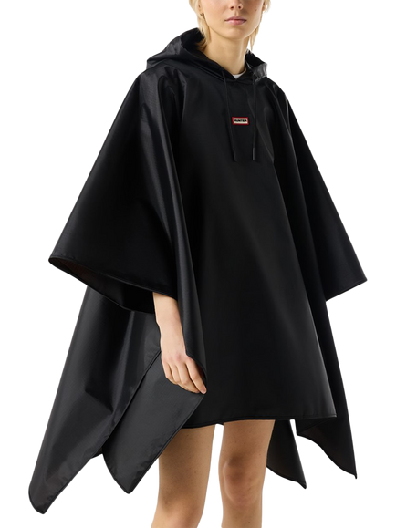 Hunter Packable Water Resistant Rain Poncho, Black, Black