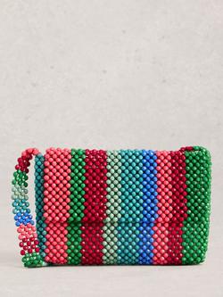White Stuff Bea Stripe Beaded Shoulder Bag, Multi, Multi