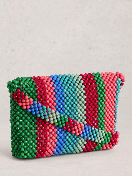 White Stuff Bea Stripe Beaded Shoulder Bag, Multi - view 2, Multi