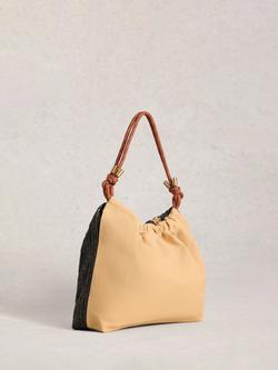 White Stuff Callie Raffia Front Shoulder Bag, Black/Multi - view 2, Black/Multi