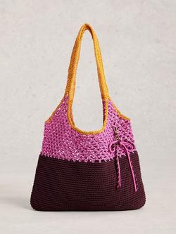 White Stuff Christe Crochet Shopper, Pink/Multi, Pink/Multi