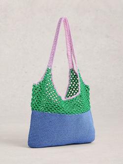 White Stuff Christe Crochet Shopper Bag, Blue/Multi - view 2, Blue/Multi
