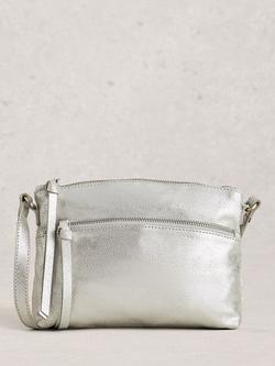 White Stuff Hollie Leather Bag, Silver, Silver