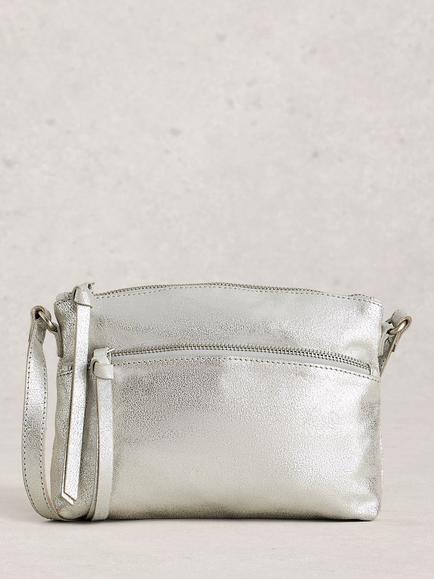 White Stuff Hollie Leather Bag, Silver, Silver