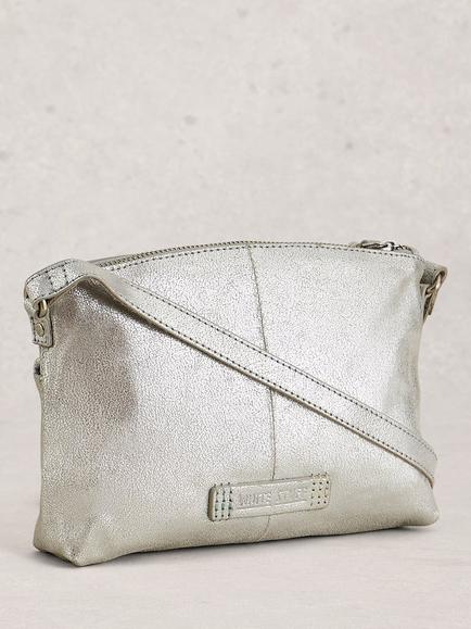 White Stuff Hollie Leather Bag, Silver - view 2, Silver