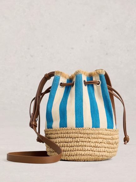 White Stuff Mia Stripe Drawstring Bag, Blue/Multi, Blue/Multi