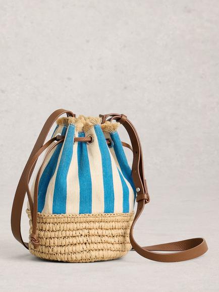 White Stuff Mia Stripe Drawstring Bag, Blue/Multi - view 2, Blue/Multi