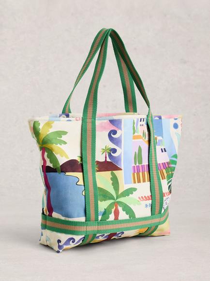 White Stuff Gigi Canvas Beach Bag, Multi - view 2, Multi