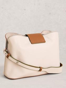 White Stuff Tabby Crossbody Leather Bag, White - view 2, Ivory/Tan